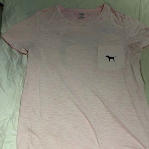 VS Pink distressed baby pink Tee